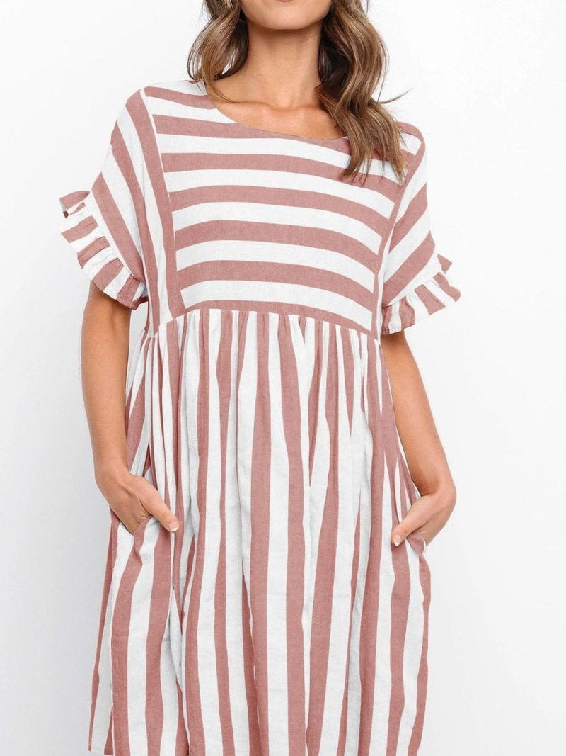 Women Stripe Flounce Aline Dress - Dresses - INS | Online Fashion Free Shipping Clothing, Dresses, Tops, Shoes - Black - Blue - Color_Black