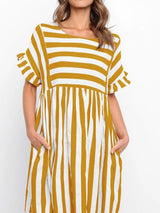 Women Stripe Flounce Aline Dress - Dresses - INS | Online Fashion Free Shipping Clothing, Dresses, Tops, Shoes - Black - Blue - Color_Black
