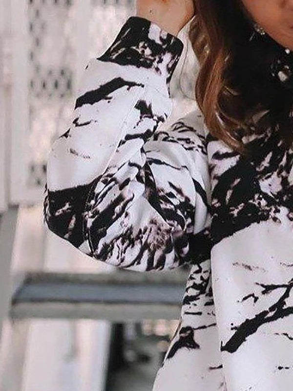 Women Tie-Dye Print Long Sleeve Relaxed T-shirt - T-shirts - INS | Online Fashion Free Shipping Clothing, Dresses, Tops, Shoes - 12/05/2021 - 120521 - Color_Khaki