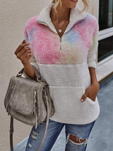 Women Tie-dye Splicing Sherpa Pullover - Loungewear - INS | Online Fashion Free Shipping Clothing, Dresses, Tops, Shoes - Loungewear - -