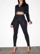 Women Tight Cross-border Sport Suit - Two-piece Outfits - INS | Online Fashion Free Shipping Clothing, Dresses, Tops, Shoes - Activewear - Black - Color_Black