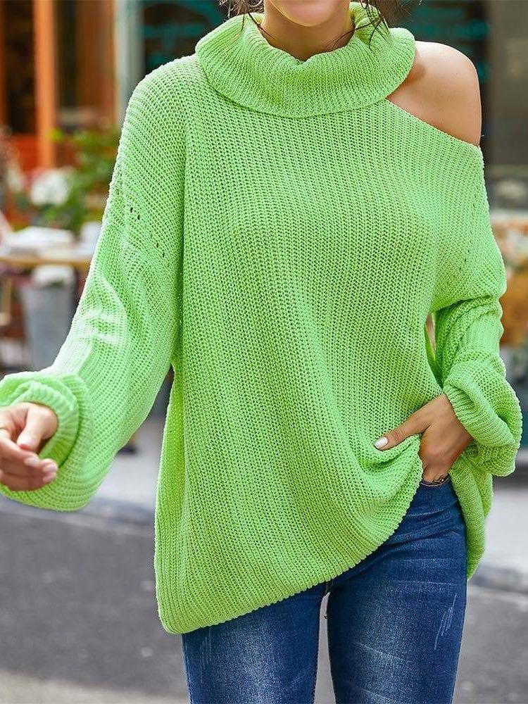Women Turtleneck Hole Knit Sweater - INS | Online Fashion Free Shipping Clothing, Dresses, Tops, Shoes