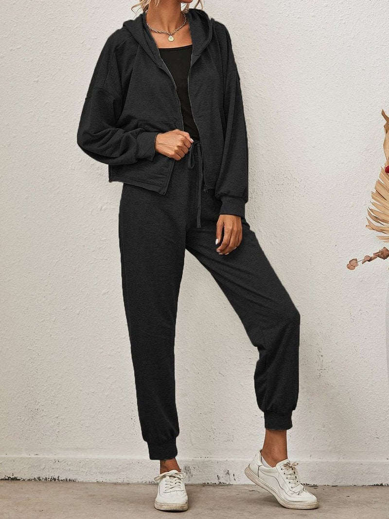 Women Two Pieces Loose Suit - Sweatshirts - INS | Online Fashion Free Shipping Clothing, Dresses, Tops, Shoes - 2XL - Autumn - Black