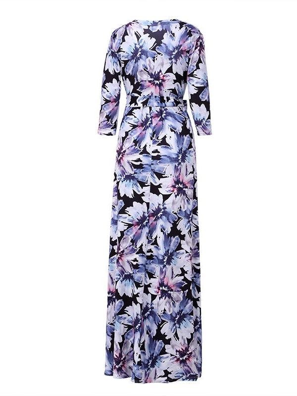 Women V-neck Print Maxi Dress - INS | Online Fashion Free Shipping Clothing, Dresses, Tops, Shoes