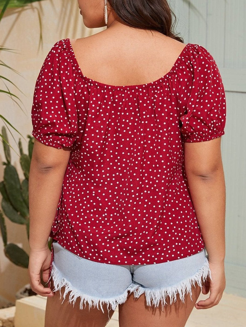 Women V-neck Print Plus Size Top - Blouses - INS | Online Fashion Free Shipping Clothing, Dresses, Tops, Shoes - Best Seller - Blouses - Color_Green