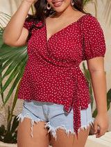 Women V-neck Print Plus Size Top - Blouses - INS | Online Fashion Free Shipping Clothing, Dresses, Tops, Shoes - Best Seller - Blouses - Color_Green