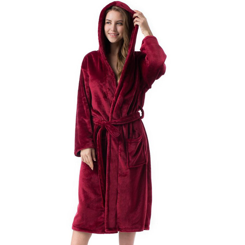 Women's Ankle Length Hooded Low Twist Soft Turkish Cotton Bathrobe - Robes - INS | Online Fashion Free Shipping Clothing, Dresses, Tops, Shoes - 03/03/2021 - 2XL - Black