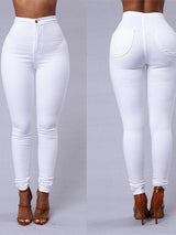 Women's Basic High-waist Stretch Slim-fit Jeans - Jeans - INS | Online Fashion Free Shipping Clothing, Dresses, Tops, Shoes - 10/05/2021 - Color_White - DEN210510162