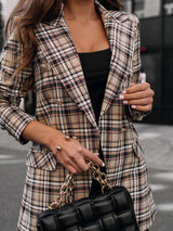 Women's Blazers Fashion Plaid Print Button Long Sleeve Blazer - Blazers - INS | Online Fashion Free Shipping Clothing, Dresses, Tops, Shoes - 19/11/2021 - 30-40 - BLA2111191180