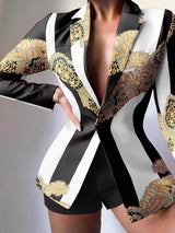 Women's Blazers Fashion Print Lapel Button Long Sleeve Blazer - Blazers - INS | Online Fashion Free Shipping Clothing, Dresses, Tops, Shoes - 20-30 - 29/10/2021 - BLA2110291163
