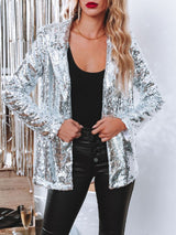 Women's Blazers Fashion Sequin Lapel Long Sleeve Blazer - Blazers - INS | Online Fashion Free Shipping Clothing, Dresses, Tops, Shoes - 01/12/2021 - 40-50 - BLA2112011182