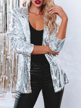 Women's Blazers Fashion Sequin Lapel Long Sleeve Blazer - Blazers - INS | Online Fashion Free Shipping Clothing, Dresses, Tops, Shoes - 01/12/2021 - 40-50 - BLA2112011182