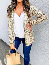 Women's Blazers Fashion Sequin Lapel Long Sleeve Blazer - Blazers - INS | Online Fashion Free Shipping Clothing, Dresses, Tops, Shoes - 01/12/2021 - 40-50 - BLA2112011182