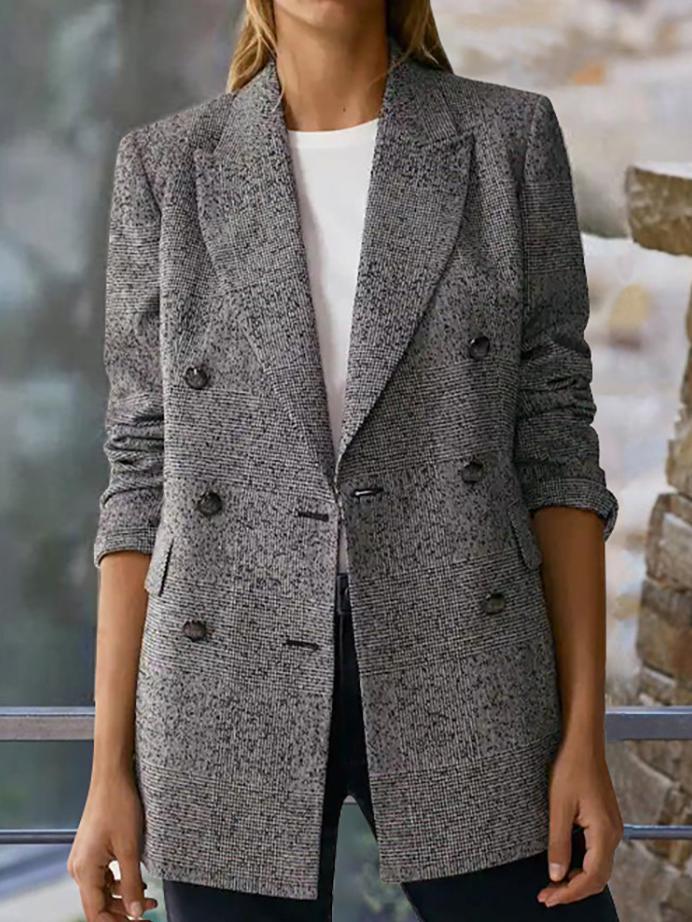 Women's Blazers Lapel Double-Breasted Long Sleeve Blazer - Blazers - INS | Online Fashion Free Shipping Clothing, Dresses, Tops, Shoes - 11/11/2021 - 40-50 - BLA2111111176