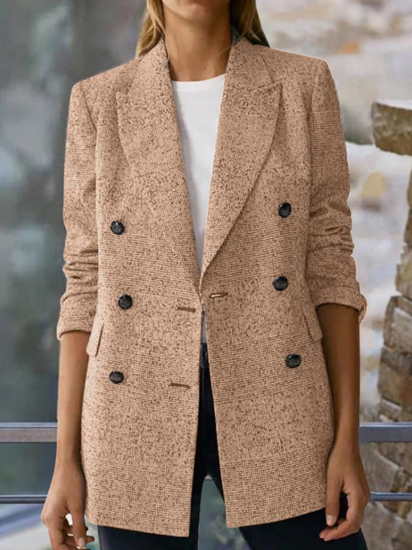 Women's Blazers Lapel Double-Breasted Long Sleeve Blazer - Blazers - INS | Online Fashion Free Shipping Clothing, Dresses, Tops, Shoes - 11/11/2021 - 40-50 - BLA2111111176