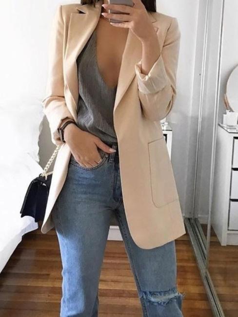 Women's Blazers Lapel Slim Pocket Temperament Blazer - Blazers - INS | Online Fashion Free Shipping Clothing, Dresses, Tops, Shoes - 20-30 - 24/09/2021 - BLA2109241133