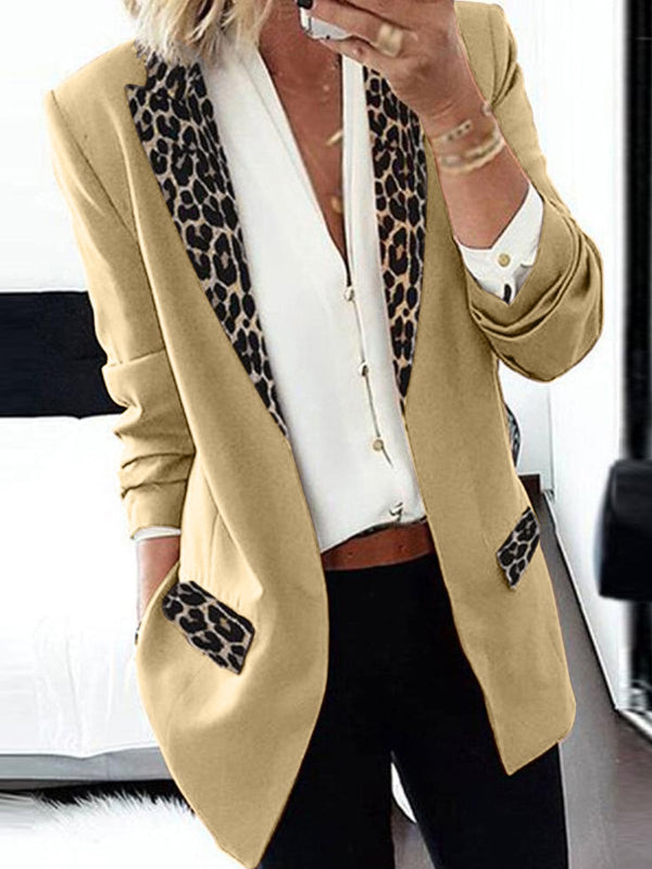 Women's Blazers Leopard Print Stitching Long Sleeve Blazer - Blazers - INS | Online Fashion Free Shipping Clothing, Dresses, Tops, Shoes - 10/09/2021 - 20-30 - BLA2109101130