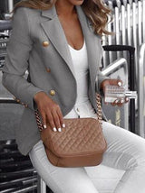 Women's Blazers Long Sleeve Double-Breasted Solid Lapel Blazer - Blazers - INS | Online Fashion Free Shipping Clothing, Dresses, Tops, Shoes - 20-30 - 26/09/2021 - BLA2109261138