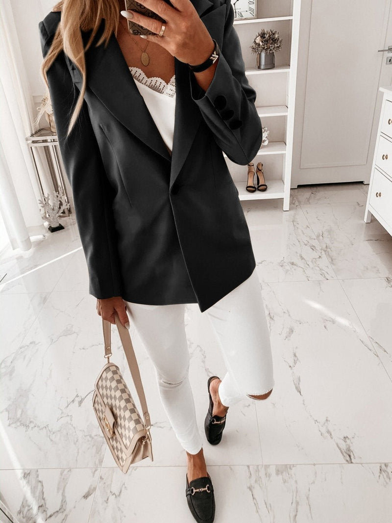 Women's Blazers Long Sleeve Solid Button Casual Blazer - Blazers - INS | Online Fashion Free Shipping Clothing, Dresses, Tops, Shoes - 12/08/2021 - 20-30 - BLA2108131117