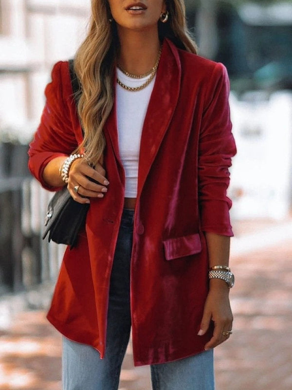 Women's Blazers One Button Lapel Long Sleeve Blazer - Blazers - INS | Online Fashion Free Shipping Clothing, Dresses, Tops, Shoes - 11/11/2021 - 30-40 - BLA2111111174