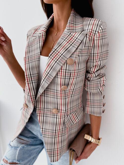 Women's Blazers Plaid Double-Breasted Long Sleeve Blazer - Blazers - INS | Online Fashion Free Shipping Clothing, Dresses, Tops, Shoes - 09/11/2021 - 30-40 - BLA2111091172