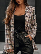 Women's Blazers Plaid Lapel Button Pocket Long Sleeve Blazer - Blazers - INS | Online Fashion Free Shipping Clothing, Dresses, Tops, Shoes - 08/11/2021 - 30-40 - BLA2111081169