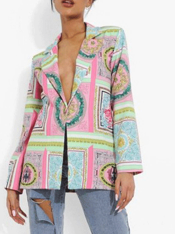 Women's Blazers Printed Lapel Long Sleeve Blazer - Blazers - INS | Online Fashion Free Shipping Clothing, Dresses, Tops, Shoes - 29/09/2021 - 30-40 - BLA2109291142