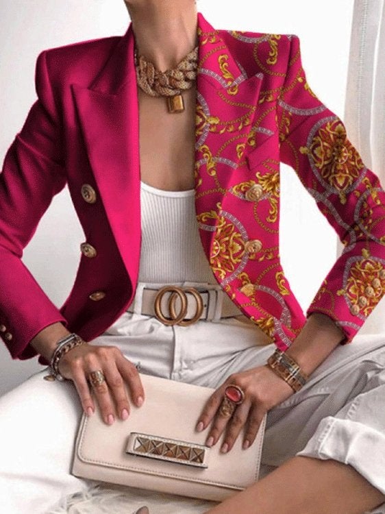 Women's Blazers Printed Slim Fashion Double-Breasted Blazer - Blazers - INS | Online Fashion Free Shipping Clothing, Dresses, Tops, Shoes - 03/09/2021 - 30-40 - BLA2109031126