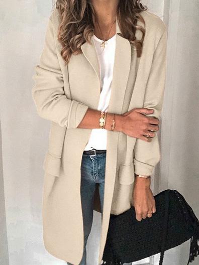 Women's Blazers Solid Lapel Long Sleeve Fake Pocket Blazer - Blazers - INS | Online Fashion Free Shipping Clothing, Dresses, Tops, Shoes - 20-30 - 24/09/2021 - BLA2109241136
