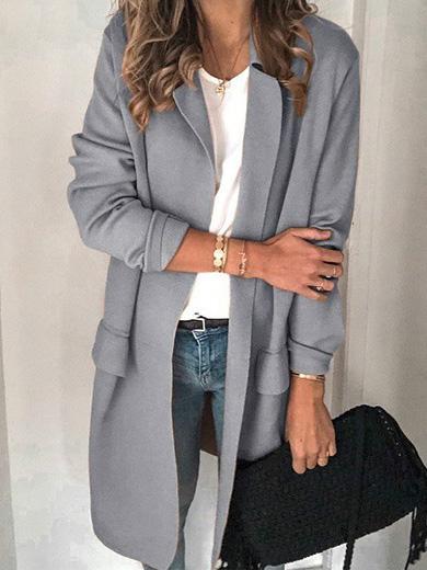 Women's Blazers Solid Lapel Long Sleeve Fake Pocket Blazer - Blazers - INS | Online Fashion Free Shipping Clothing, Dresses, Tops, Shoes - 20-30 - 24/09/2021 - BLA2109241136