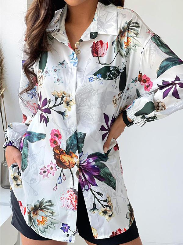 Women's Blouse Floral Long Sleeve Button Lapel Blouse - Blouses - INS | Online Fashion Free Shipping Clothing, Dresses, Tops, Shoes - 27/09/2021 - BLO2109271357 - Blouses