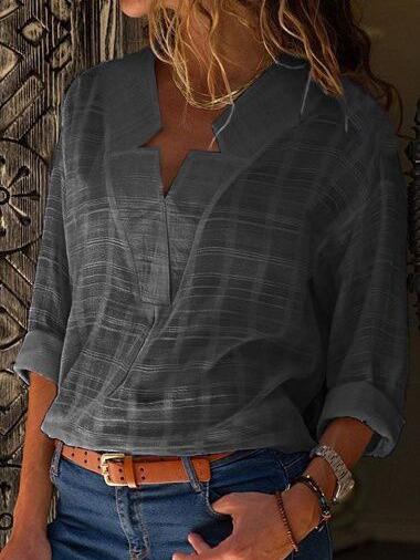 Women's Blouses Casual Solid V-Neck Long Sleeve Blouse - Blouses - INS | Online Fashion Free Shipping Clothing, Dresses, Tops, Shoes - 10-20 - 23/10/2021 - BLO2110231383