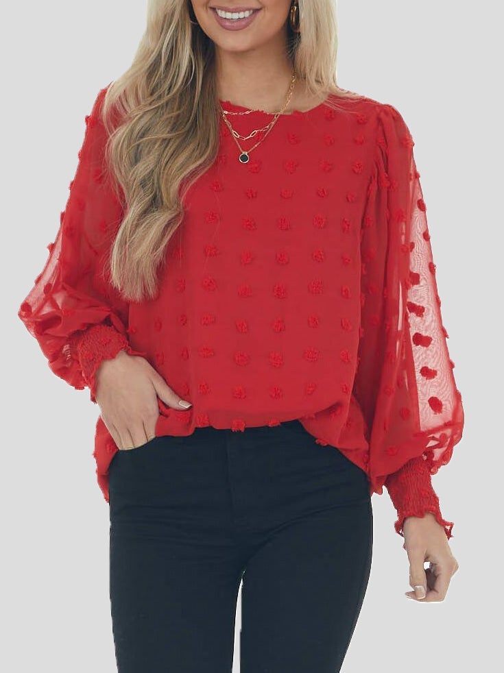 Women's Blouses Chiffon Jacquard Dot Lantern Long Sleeve Blouse - Blouses - Instastyled | Online Fashion Free Shipping Clothing, Dresses, Tops, Shoes - 20-30 - 21/12/2021 - BLO2112221493