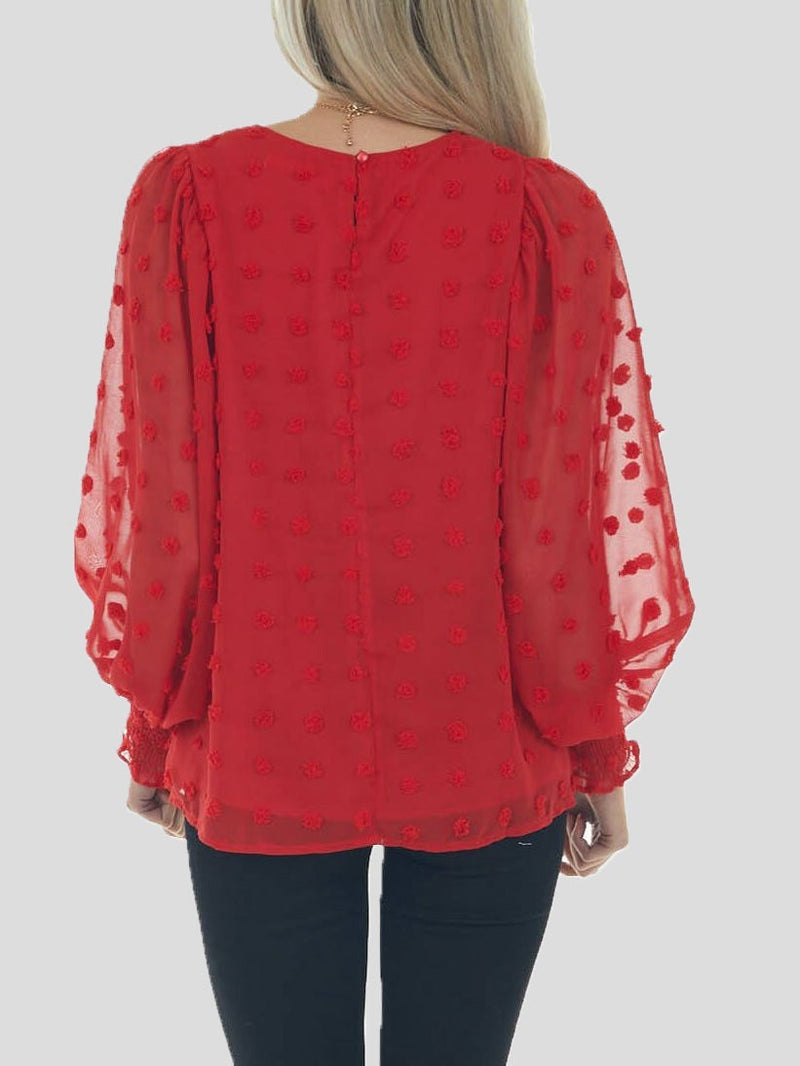 Women's Blouses Chiffon Jacquard Dot Lantern Long Sleeve Blouse - Blouses - Instastyled | Online Fashion Free Shipping Clothing, Dresses, Tops, Shoes - 20-30 - 21/12/2021 - BLO2112221493