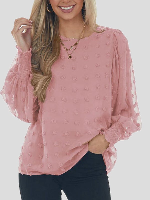 Women's Blouses Chiffon Jacquard Dot Lantern Long Sleeve Blouse - Blouses - Instastyled | Online Fashion Free Shipping Clothing, Dresses, Tops, Shoes - 20-30 - 21/12/2021 - BLO2112221493