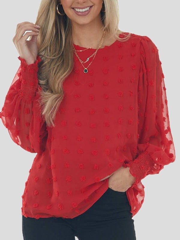 Women's Blouses Chiffon Jacquard Dot Lantern Long Sleeve Blouse - Blouses - Instastyled | Online Fashion Free Shipping Clothing, Dresses, Tops, Shoes - 20-30 - 21/12/2021 - BLO2112221493