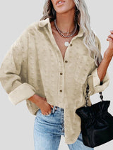 Women's Blouses Chiffon Jacquard Lapel Long Sleeve Buttoned Loose Blouses - Blouses - INS | Online Fashion Free Shipping Clothing, Dresses, Tops, Shoes - 18/08/2021 - 20-30 - BLO2108191310