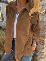 Women's Blouses Corduroy Rivet Long Sleeve Button Pocket Blouse - Blouses - INS | Online Fashion Free Shipping Clothing, Dresses, Tops, Shoes - 22/10/2021 - 30-40 - Blouses