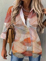 Women's Blouses Fashion Multicolor Print Lapel Long Sleeve Blouse - Blouses - INS | Online Fashion Free Shipping Clothing, Dresses, Tops, Shoes - 20-30 - 23/11/2021 - BLO2111231451