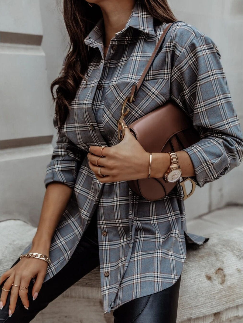 Women's Blouses Fashion Plaid Button Long Sleeve Long Blouses - Blouses - INS | Online Fashion Free Shipping Clothing, Dresses, Tops, Shoes - 20-30 - 24/08/2021 - BLO2108251318