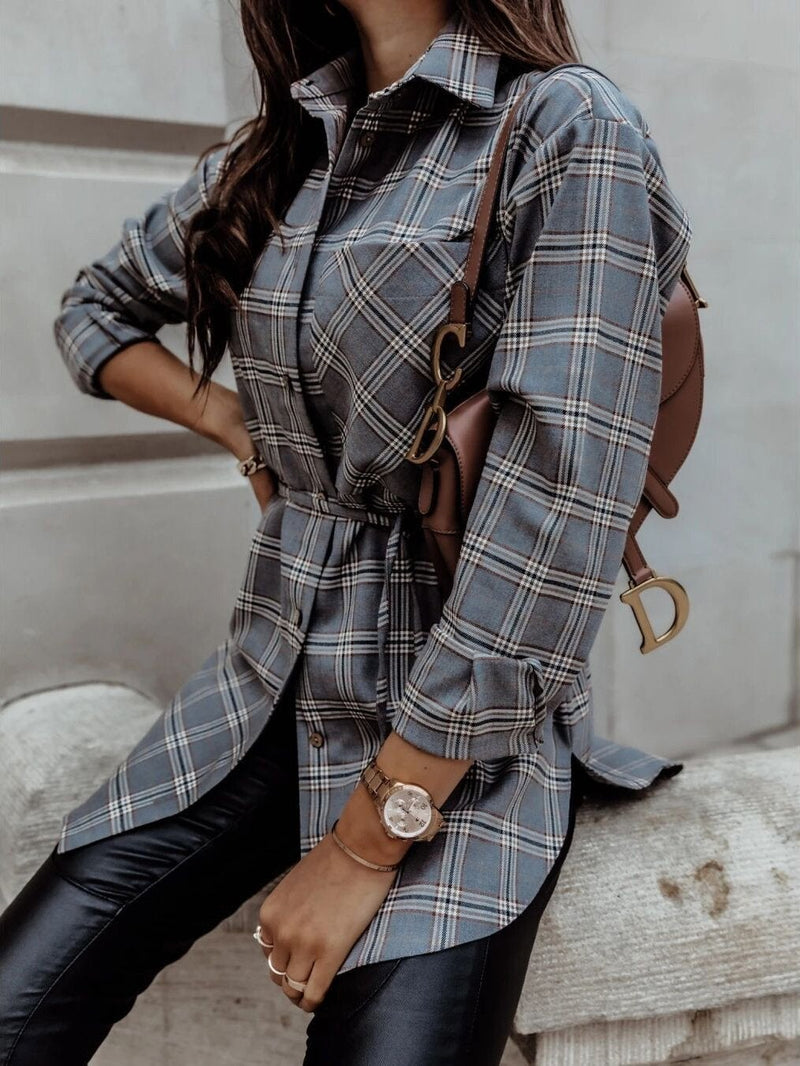 Women's Blouses Fashion Plaid Button Long Sleeve Long Blouses - Blouses - INS | Online Fashion Free Shipping Clothing, Dresses, Tops, Shoes - 20-30 - 24/08/2021 - BLO2108251318