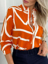 Women's Blouses Fashion Print Button Long Sleeve Blouse - Blouses - Instastyled | Online Fashion Free Shipping Clothing, Dresses, Tops, Shoes - 22/12/2021 - 30-40 - BLO2112221497