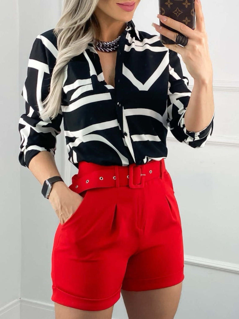 Women's Blouses Fashion Print Button Long Sleeve Blouse - Blouses - Instastyled | Online Fashion Free Shipping Clothing, Dresses, Tops, Shoes - 22/12/2021 - 30-40 - BLO2112221497