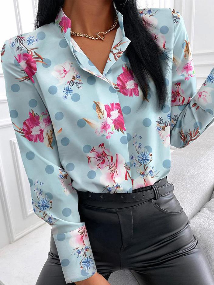 Women's Blouses Fashion Print Stand Collar Long Sleeve Blouse - Blouses - Instastyled | Online Fashion Free Shipping Clothing, Dresses, Tops, Shoes - 13/12/2021 - 20-30 - BLO2112131482