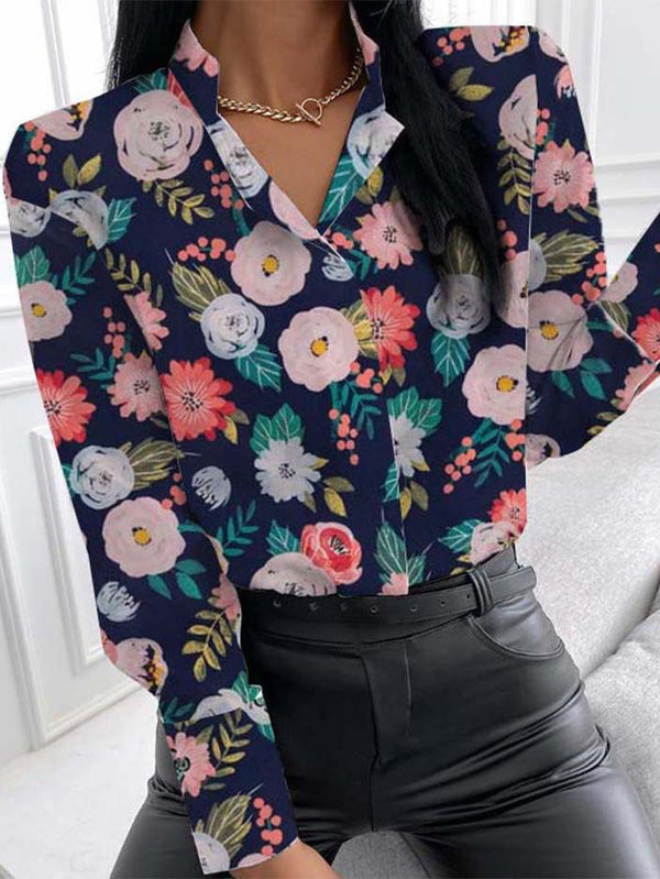 Women's Blouses Fashion Print Stand Collar Long Sleeve Blouse - Blouses - Instastyled | Online Fashion Free Shipping Clothing, Dresses, Tops, Shoes - 13/12/2021 - 20-30 - BLO2112131482