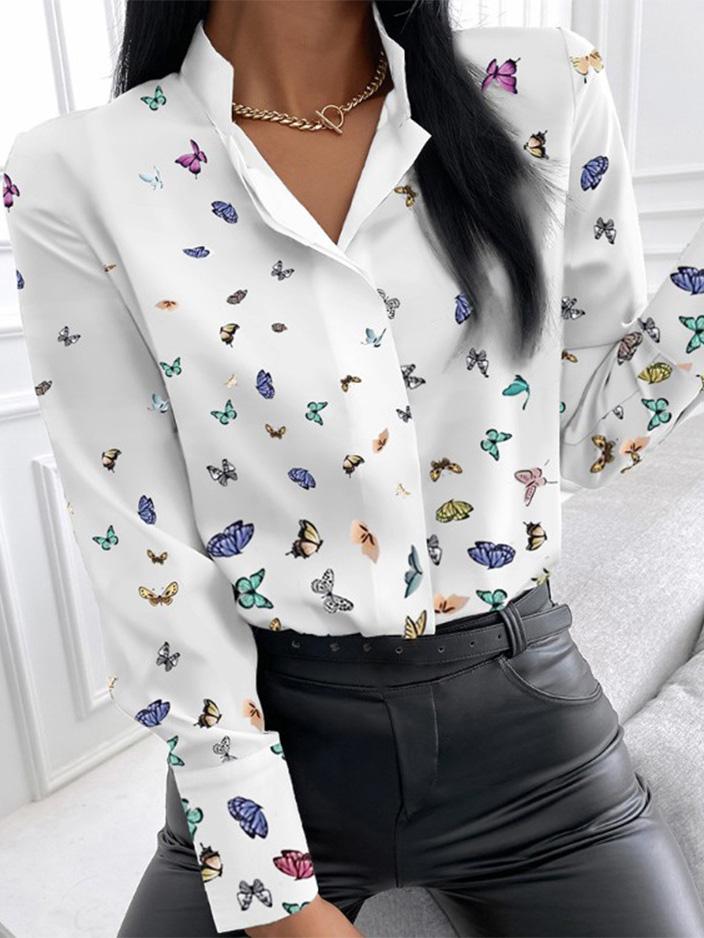 Women's Blouses Fashion Print Stand Collar Long Sleeve Blouse - Blouses - Instastyled | Online Fashion Free Shipping Clothing, Dresses, Tops, Shoes - 13/12/2021 - 20-30 - BLO2112131482