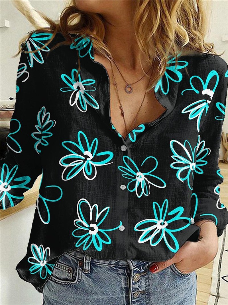 Women's Blouses Floral Print Button Long Sleeve Blouse - Blouses - INS | Online Fashion Free Shipping Clothing, Dresses, Tops, Shoes - 20-30 - 22/10/2021 - Blouses