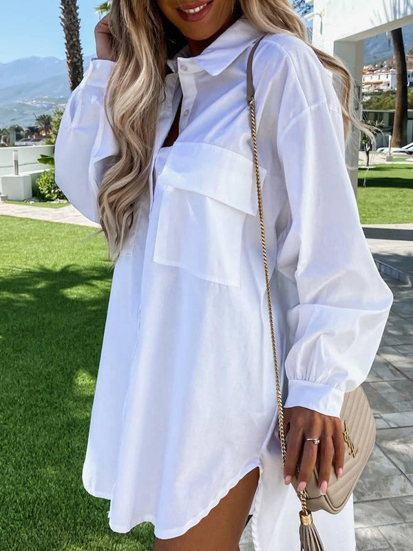 Women's Blouses Irregular Lapel Long Sleeve Long Blouses - Blouses - INS | Online Fashion Free Shipping Clothing, Dresses, Tops, Shoes - 12/08/2021 - 30-40 - BLO2108131305