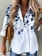 Women's Blouses Lapel Leaf Single Breasted Long Sleeve Blouse - Blouses - INS | Online Fashion Free Shipping Clothing, Dresses, Tops, Shoes - 20-30 - 26/09/2021 - BLO2109261350