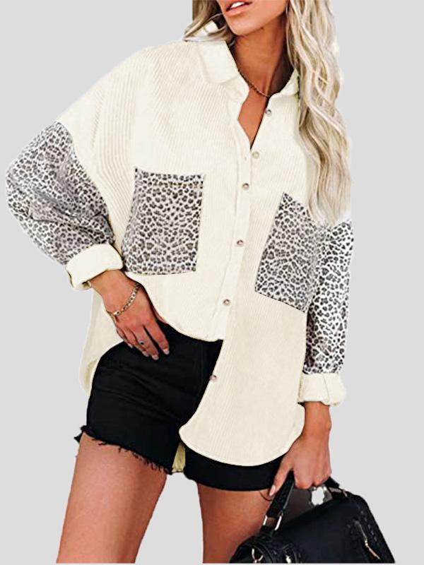 Women's Blouses Lapel Stitching Leopard Print Pocket Long Sleeve Blouses - Blouses - INS | Online Fashion Free Shipping Clothing, Dresses, Tops, Shoes - 14/09/2021 - 30-40 - BLO2109141331